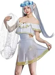 [haikyuu] Women Cosplay One Piece Swimsuit Cross Straps Hollow Ruffle Anime Bathing Suit with Chiffon Wrap Skirt