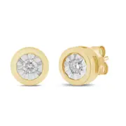 Miracle Surround Stud Earrings with 0.05ct of Diamonds in 9kt Yellow Gold
