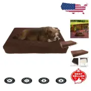 Plush 30x21 Waterproof Dog Bed - Dual Layer Memory Foam with Washable Cover