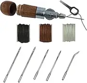 Professional Leathercraft Hand Held Sewing Awl Stitch Tools Kit & Supplies HEAVY DUTY MADE in USA ? DIY Leather Heavy Fabric Canvas Crafts Upholstery Bag Shoe Belt Repair Lockstitching Set
