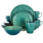 Elama Sea Foam Mozaic 16 Piece Luxurious Stoneware Dinnerware with Complete Sett