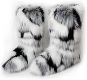 [ZOSCGJMY] Women's faux fur boots, winter boots, long boots, warm lined snow boots