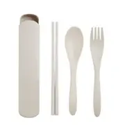 2Set Portable Chinese Wheat Straw Tableware Set Kitchen Eco-Friendly Kids Dinnerware For Children School Picnic Dinner Set