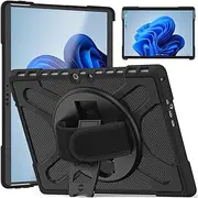 ZenRich Protective Surface Pro 8 Case 13 inch 2021, zenrich Rugged Cover with Rotating Stand, Hand Strap and Pencil Holder Compatible with Type Cover Keyboard-Black