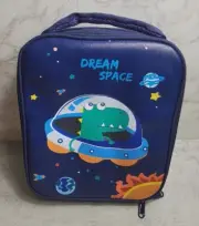 Space Rocket Themed Insulated Lunch Bag Snack Box Zipper Handle Dinosaur NEW