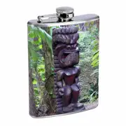 Tiki Statues D2 Flask 8oz Stainless Steel Hip Drinking Whiskey Polynesian