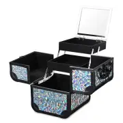 Byootique Makeup Train Case 2-Tier Trays Portable Cosmetic Cases Mermaid Silver