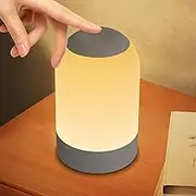 G Keni Touch Bedside Night Lamp, Baby Nursery Night Light for Kids Adults, Egg Lights with Timer, Dimmable Small Mini Lamp for Nightstand/Bedroom/Living Room, USB Rechargeable, White/Natural/Warm