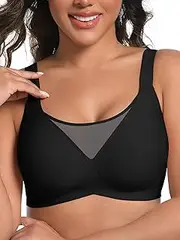 [AILIVIN] Bras for Women Wireless Mesh Neckline Full Coverage Seamless Soft Everyday Bralettes