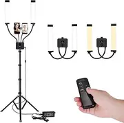 Lash Light Lamp for Eyelash Extension, Double Arm LED Beauty Tattoo Lamp with Tripod Stand and Bag, 45W Makeup Photographic Light Dimmable 3200-5600K for Studio Video Selfie Live Streaming (307876)
