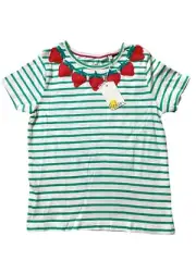 Mini Boden Strawberry Appliqué Short Sleeve Tee NEW WITH TAGS
