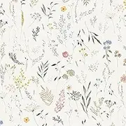 Dimoon 78.7"x16.1" Floral Peel and Stick Wallpaper Beige Contact Paper Thicken Wallpaper Delicate Flower Waterproof Green Leaf White Self Adhesive Removable Wall Paper Shelf Liner Decal Vinyl Roll