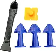 EZONEDEAL 5Pcs Caulking Tools kit Applicator Piston Trowel Nozzle Plus, Silicone Rubber Sealant Wiper Finish Grout plastic Scrapers set for Kitchen, Bathroom, Window Tile or Brick Sink Joints