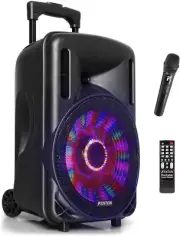 Fenton FT10LED 10-Inch Bluetooth Party Speaker with Wireless Microphone -PA & St