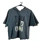 Modern Lux Hoodie Crop Top Women's XL Blue Pullover Graphic Touchdown NWT