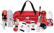 CW Championship English Willow Cricket Set BAT Helmet Leather Ball Complete Cricket Set Batsmen Wicket Keeper Gears All Things in Wheel Cricket Bag