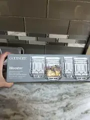 GODINGER WOOSTER CRYSTAL DOUBLE OLD FASHIONED WHISKEY GLASSES SET OF 4