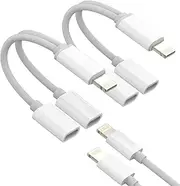 Dual Lightning Splitter(2Pack)Apple MFI Certified iPhone Headphone Adapter 2in1 AUX Charging Double Jack Dongle Adaptador Para for 11 12 13 14 Pro Max Mini SE X XR 7 8Plus Charge Audio Converter Cable