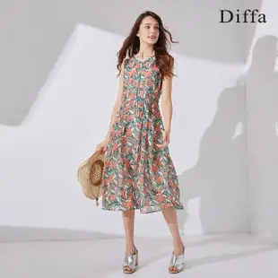 【Diffa】桔綠花背心洋裝-女