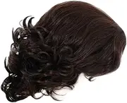 Healvian Mens Short Curly Wig Brown Mens Wig Man Hairpiece Comfortable Fit Suitable for Adults Easy to Use