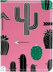 [CWAGFEQZ] Passport Holder,Passport Wallet,Passport and Vaccine Card Holder Combo,Plant Flowers on Black Cactus
