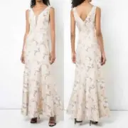 AIDAN MATTOX Sleeveless Evening Long Dress Gown Women Ivory Gold 4 BNWT $375