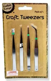 4PCs Tweezers Set Steel Beads Tool Craft Hobbies Sewing Tweezer