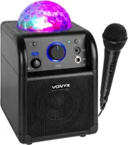 Karaoke Machine Microphone Bluetooth Portable Party Speaker Black LED Light Kids