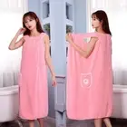 Coral Fleece Bathrobe Absorbent Night-robe Soft Bath Towel for Women