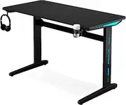 MIUZ Ergonomic Gaming Desk L Shaped Office PC Computer Gaming Desk Gamer Tables Pro with RGB LED Lights Controller Stand Cup Holder Headphone Hook (120 x 60 x 74cm)