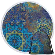 Blue and Yellow Mandalas Beach Towel