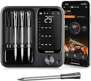 INKBIRD Wireless BBQ Thermometer with 4 Probes INT-14-BW, 3-Mode WiFi Bluetooth Meat Thermometer with Temperature Pre-Alarm and Timer, IP67 Waterproof, Smart Food Thermometer for BBQ, Grill, Oven