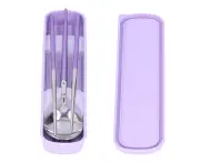 Portable Utensils Stainless Steel Cutlery Set With Fork Spoon Chopsticks For Workplace Camping School Picnicpurple