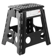 16" Folding Plastic Step Foot Stool with Handle - Black
