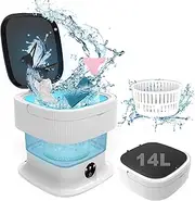 Camping Washing Machine, 13 L, 2.2 kg, Improved Portable Washing Machine with Spinner, Camping Washing Machine, Foldable Deep Cleaning of Underwear, Baby Clothes, Socks for Homes, Dormitories, Blue