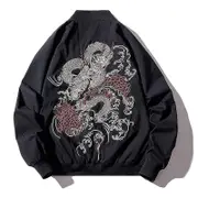 Nevenka Cyberpunk Bomber Jackets for Men Embroidery Zipper Windbreaker-B