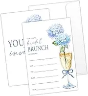 LONLONBANG Floral Wedding Invitations Cards 25 Pcs Blue Hydrangea Wedding Invitations with Envelopes for Mr & Mrs Engagement Party Favor and Supplies Invites for Bridal Brunch - YT0151