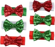 [WOFASHPURET] Kids Headband 6 Pack of Simple Bow-knot Wraps Elastic Hair Band for Baby Girls Christmas Headband Set Random Color
