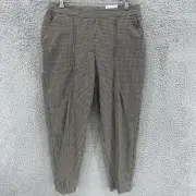 Nine West Crop Relaxed Pants Houndstooth Mid Rise Large Pull Over Stretch NWT