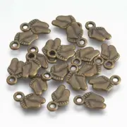 Bulk 70 Foot Charms Footprint Feet Charm Antique Bronze 11 x 8 mm US Seller 869