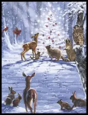 Greeting Card - Chipmunk Deer Rabbit Raccoon - Richard Macneil - Christmas 0984