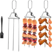 3PCS Stainless Steel Kabob Skewers – 14" with Push Bar, BBQ Kebab Skewers for Me