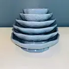 Temp-tations Blue Woodland Nesting Pedestal Bowl Set NEW
