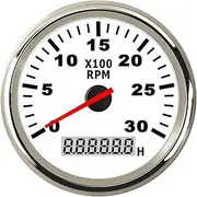ALAGPNPMZH 8K Boat Tachometer Marine Tacho Meter Gauge LCD Hourmeter 12V/24V 8000 RPM 85mm Car 12v Hour Meter Speedometer(3000 RPM WS)