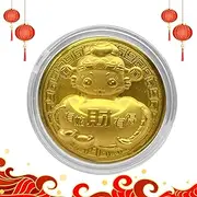 Snake Pattern Collection Coin, Gold Foil Chinese Traditional Snake Coin, Lucky New Year Souvenir Coin for All Ages, Friends, Family