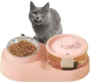 Automatic Dog Feeder - 2 In 1 Cat Food Dispenser - Tilt Cervical Support, Quiet Design, Feeding & Watering Supplies For Home Use