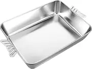 SECFOU Stainless Steel Grilled Portable Roasting Pan Rectangular Seafood Serving Tray for Home Restaurant Use Easy to Clean for Grilling Fish Lobster