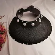 MilkYa Black Summer Air Top, Big, Folding, Pearl, Sun Hat