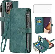 Asuwish Phone Case for Samsung Galaxy Note 20 Ultra 5G Wallet Cover with Tempered Glass Screen Protector Flip Card Holder Cell Note20 Plus Notes 20Ultra Note20+ U + 20+ Twenty Not S20 Women Men Blue