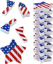 4th of July Wooden Blocks Stacking Game American Flag Star Shapes Tumble Tower Game Independence Day Wood Stacking Game Indoor Outdoor Family Balance Game Patriotic Party Decor for Adults July 4th